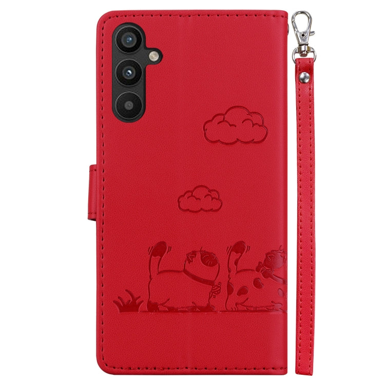 For Samsung Galaxy A34 5G Cute Cats RFID Leather Phone Case