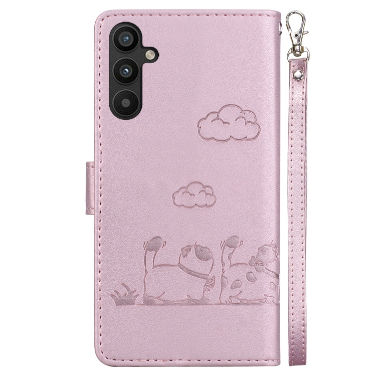 For Samsung Galaxy A35 5G Cute Cats RFID Leather Phone Case