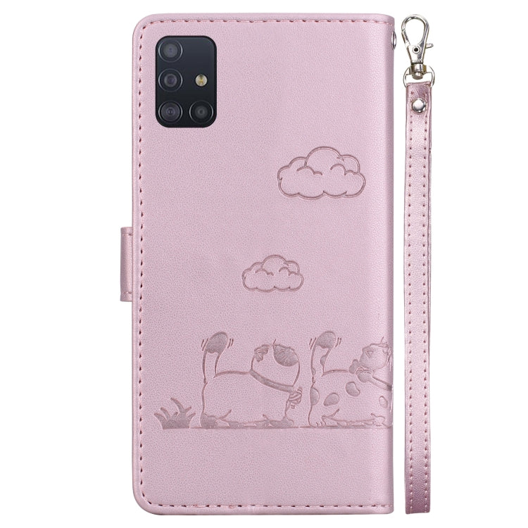 For Samsung Galaxy A51 4G Cute Cats RFID Leather Phone Case