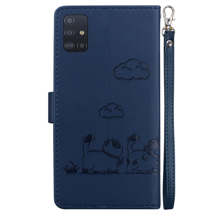 For Samsung Galaxy A51 4G Cute Cats RFID Leather Phone Case
