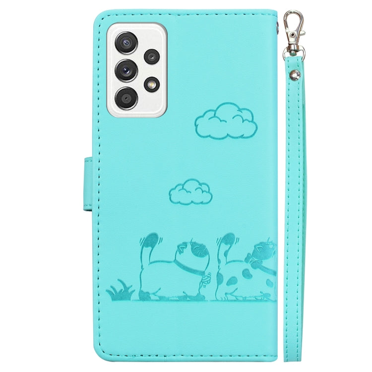 For Samsung Galaxy A52 4G / 5G Cute Cats RFID Leather Phone Case