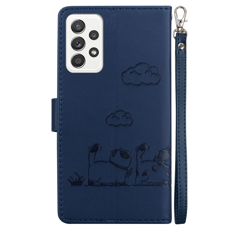 For Samsung Galaxy A52 4G / 5G Cute Cats RFID Leather Phone Case