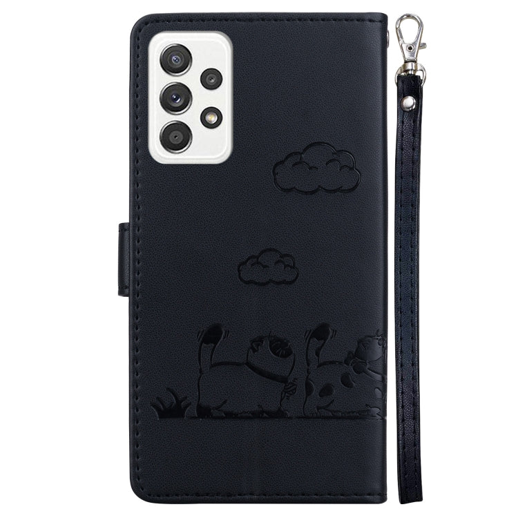 For Samsung Galaxy A52 4G / 5G Cute Cats RFID Leather Phone Case