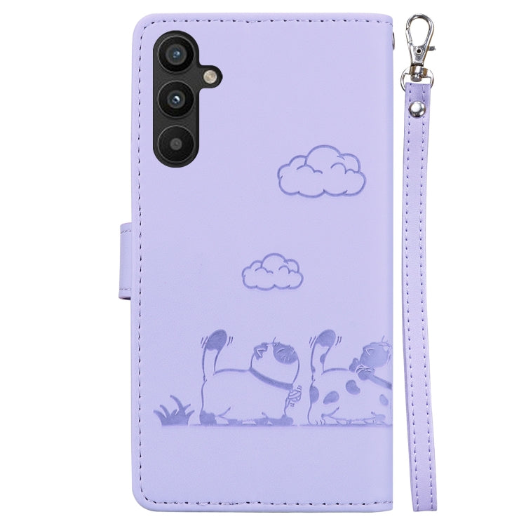 For Samsung Galaxy A54 5G Cute Cats RFID Leather Phone Case