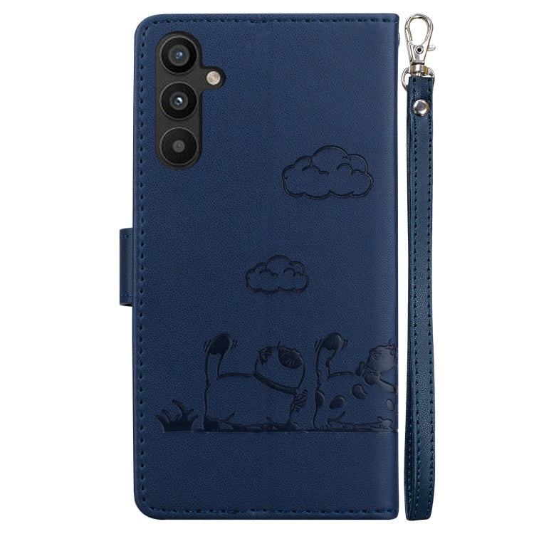 For Samsung Galaxy A55 5G Cute Cats RFID Leather Phone Case