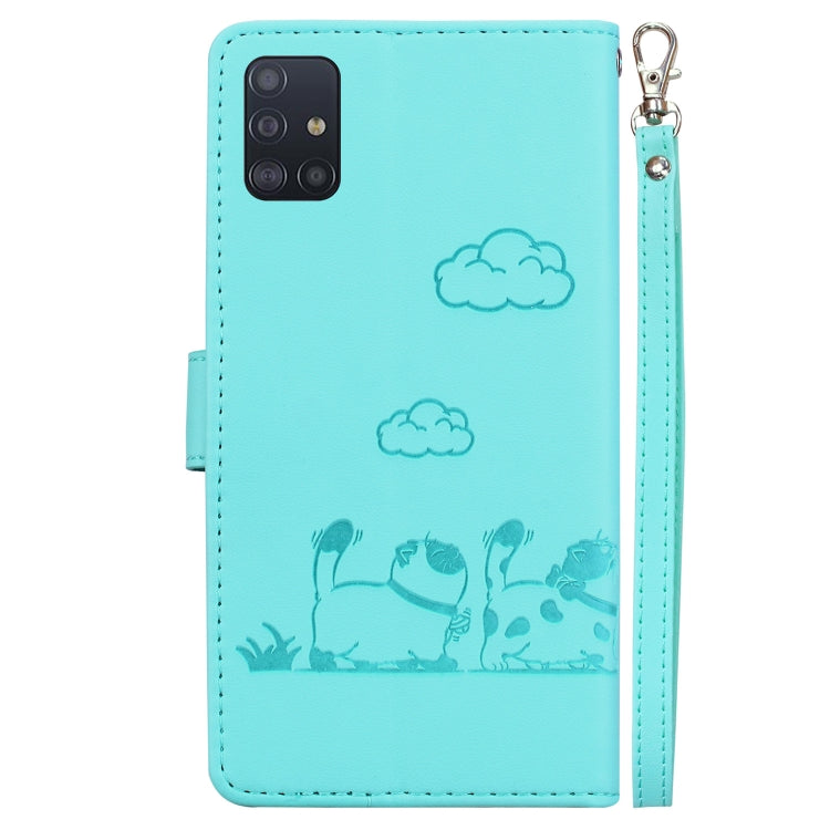 For Samsung Galaxy A71 4G Cute Cats RFID Leather Phone Case