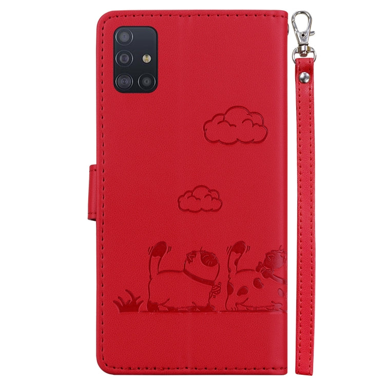 For Samsung Galaxy A71 4G Cute Cats RFID Leather Phone Case