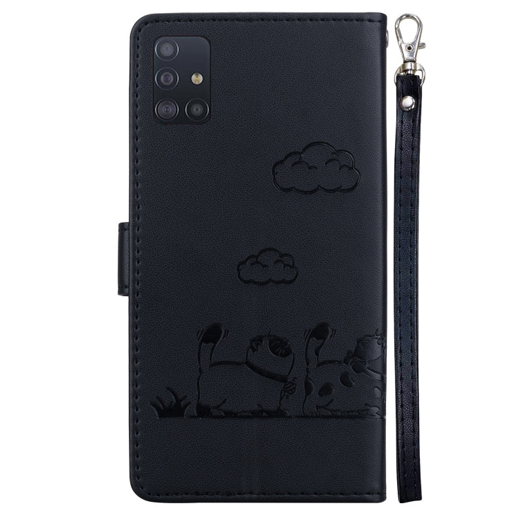 For Samsung Galaxy A71 4G Cute Cats RFID Leather Phone Case