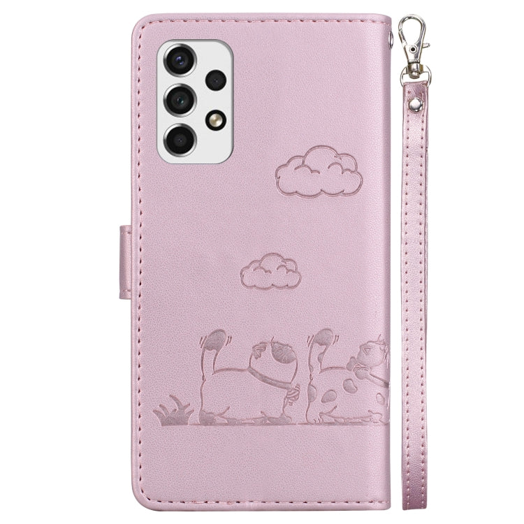 For Samsung Galaxy A73 5G Cute Cats RFID Leather Phone Case