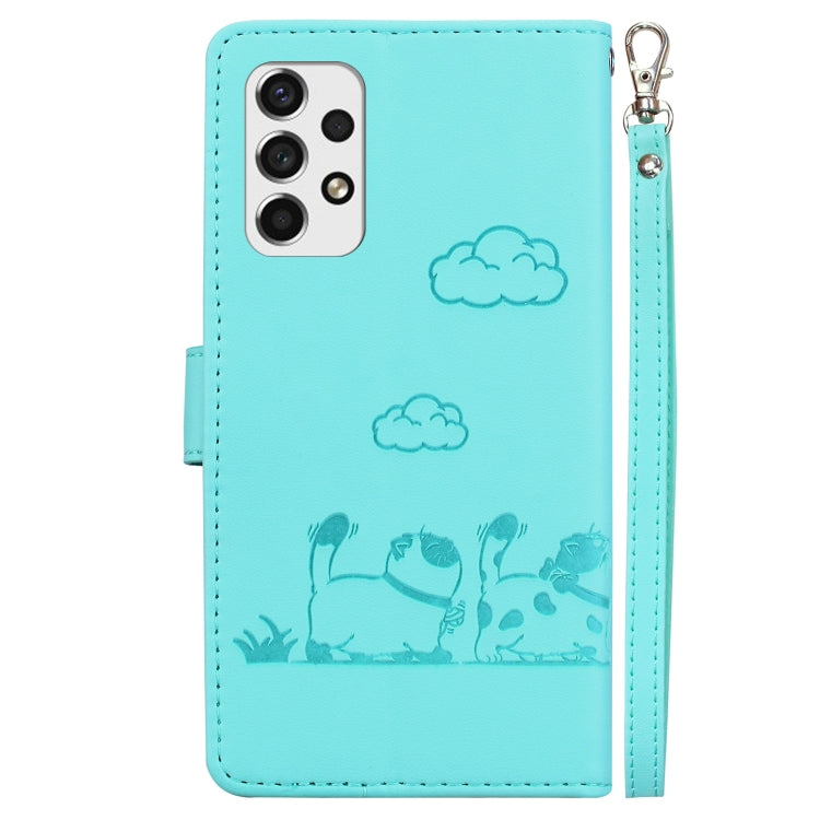 For Samsung Galaxy A73 5G Cute Cats RFID Leather Phone Case