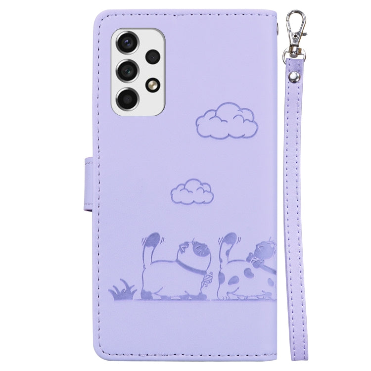 For Samsung Galaxy A73 5G Cute Cats RFID Leather Phone Case
