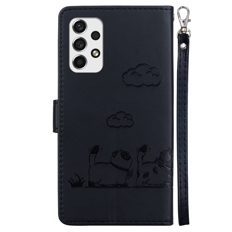 For Samsung Galaxy A73 5G Cute Cats RFID Leather Phone Case
