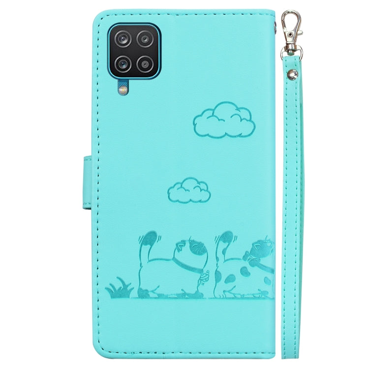 For Samsung Galaxy A12 5G Cute Cats RFID Leather Phone Case