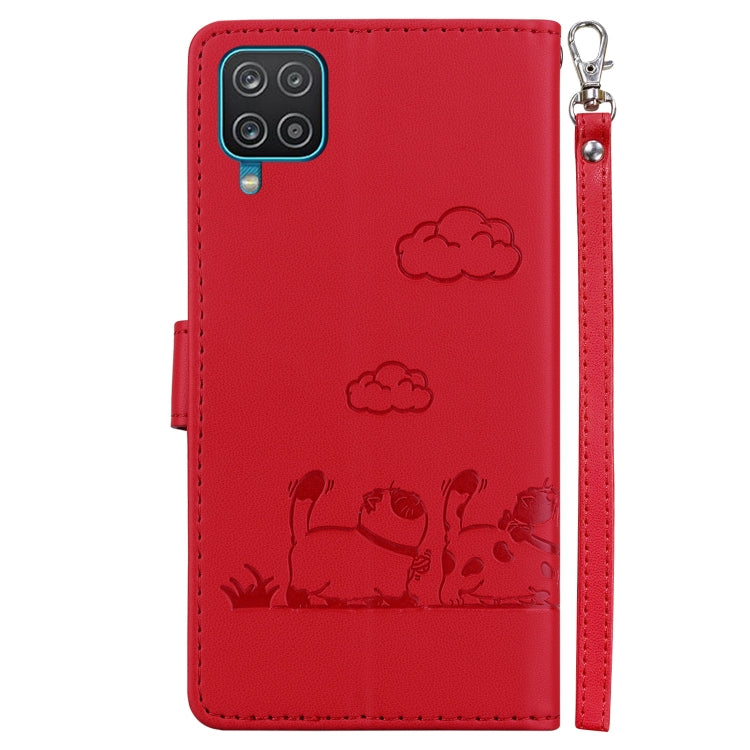 For Samsung Galaxy A12 5G Cute Cats RFID Leather Phone Case