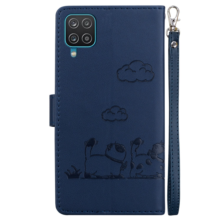 For Samsung Galaxy A12 5G Cute Cats RFID Leather Phone Case