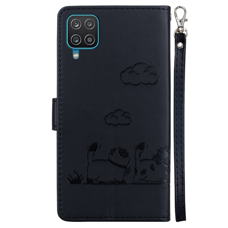 For Samsung Galaxy A12 5G Cute Cats RFID Leather Phone Case