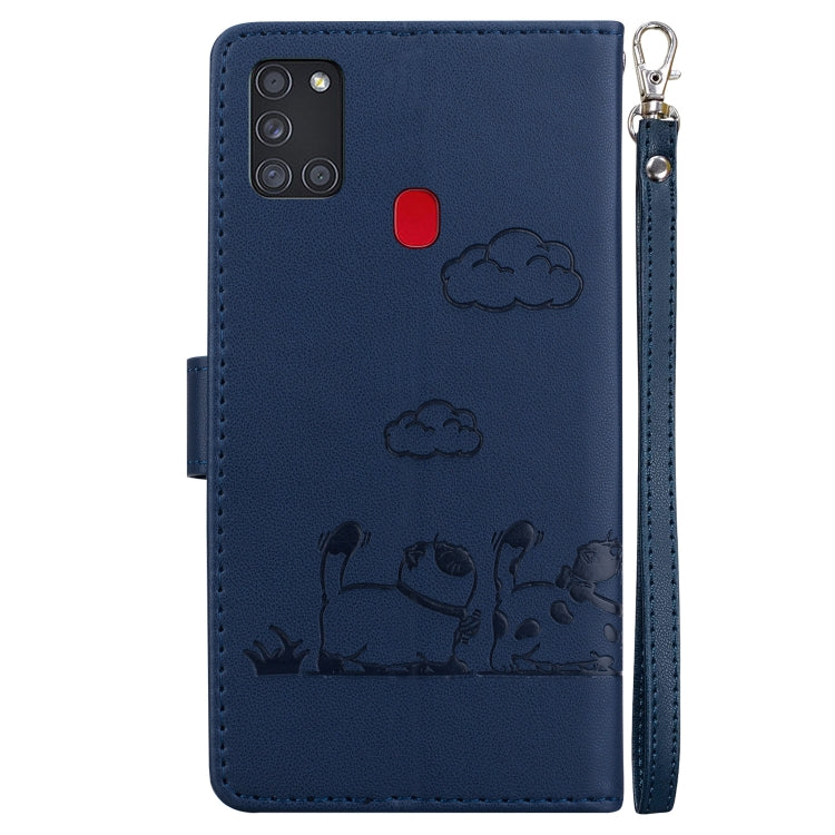 For Samsung Galaxy A21s Cute Cats RFID Leather Phone Case