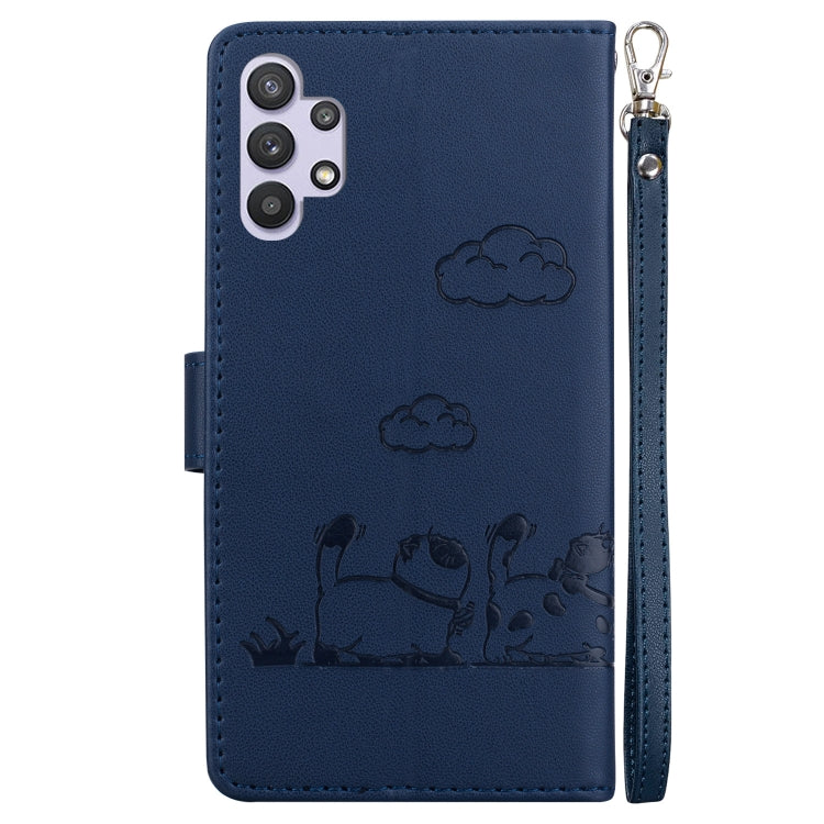 For Samsung Galaxy A32 5G Cute Cats RFID Leather Phone Case
