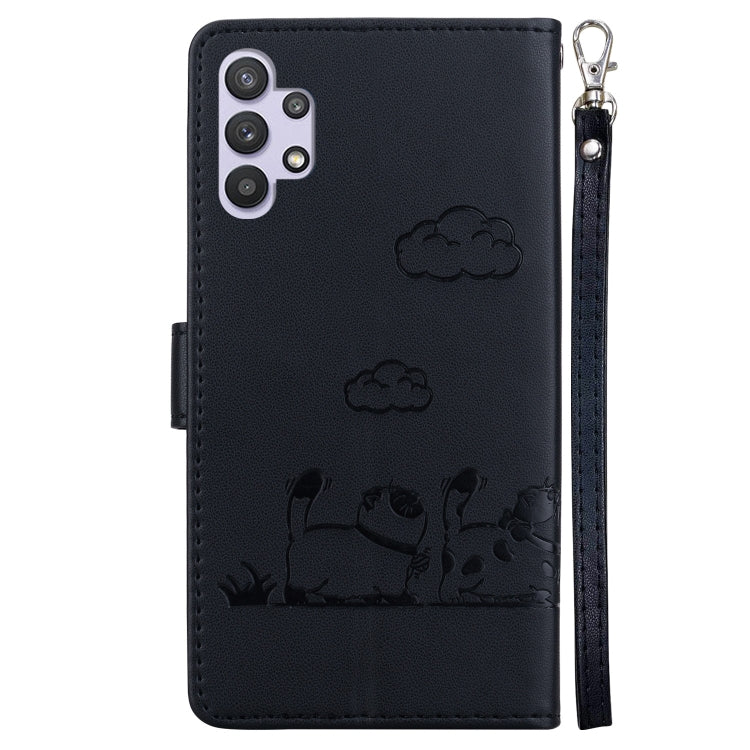 For Samsung Galaxy A32 5G Cute Cats RFID Leather Phone Case