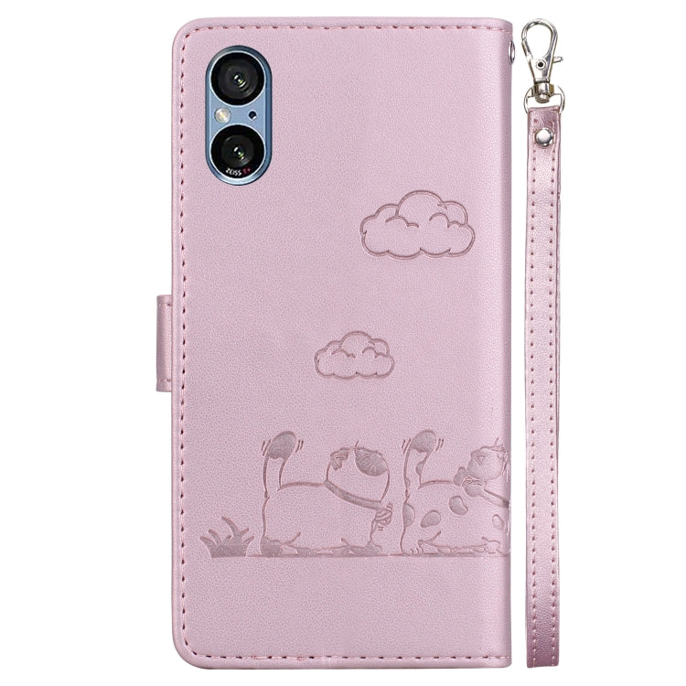 For Sony Xperia 5 V Cute Cats RFID Leather Phone Case