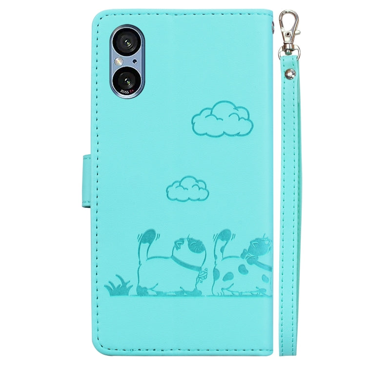 For Sony Xperia 5 V Cute Cats RFID Leather Phone Case