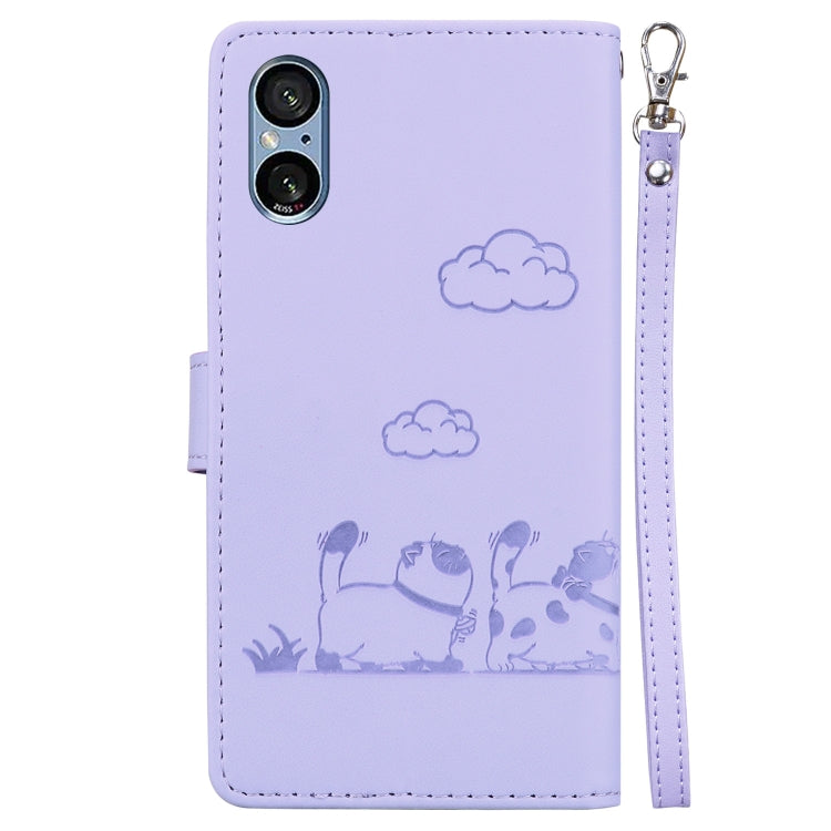 For Sony Xperia 5 V Cute Cats RFID Leather Phone Case