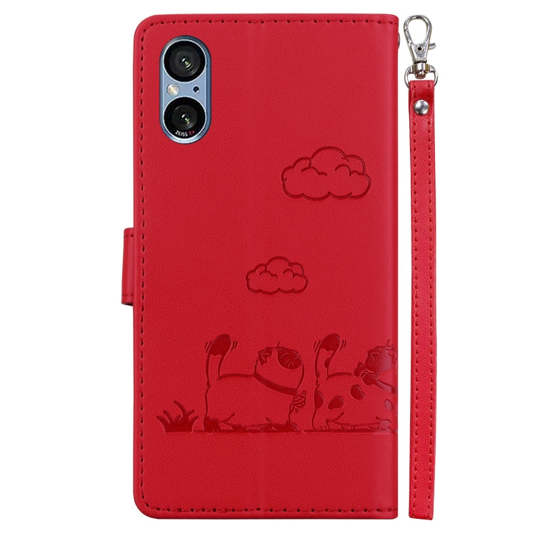 For Sony Xperia 5 V Cute Cats RFID Leather Phone Case
