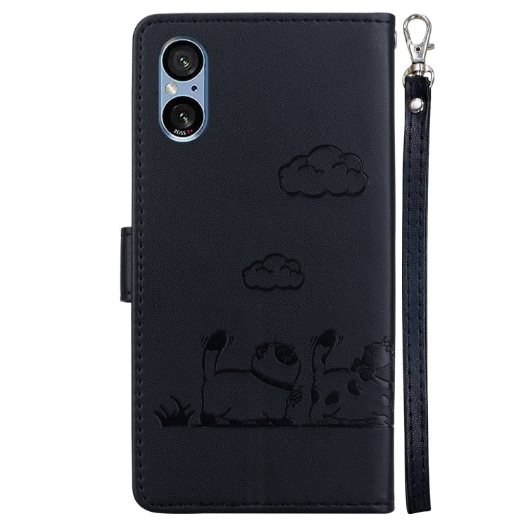 For Sony Xperia 5 V Cute Cats RFID Leather Phone Case