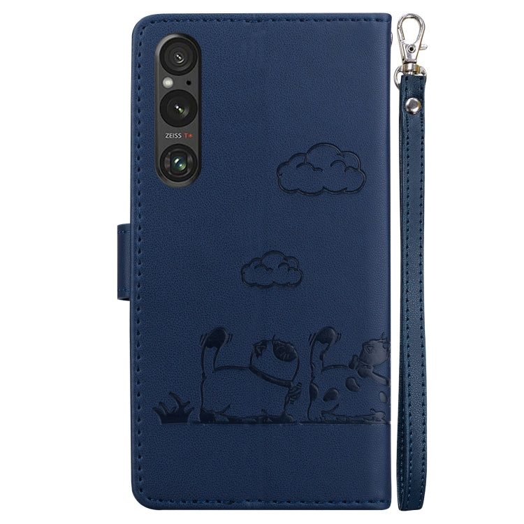 For Sony Xperia 1 V Cute Cats RFID Leather Phone Case
