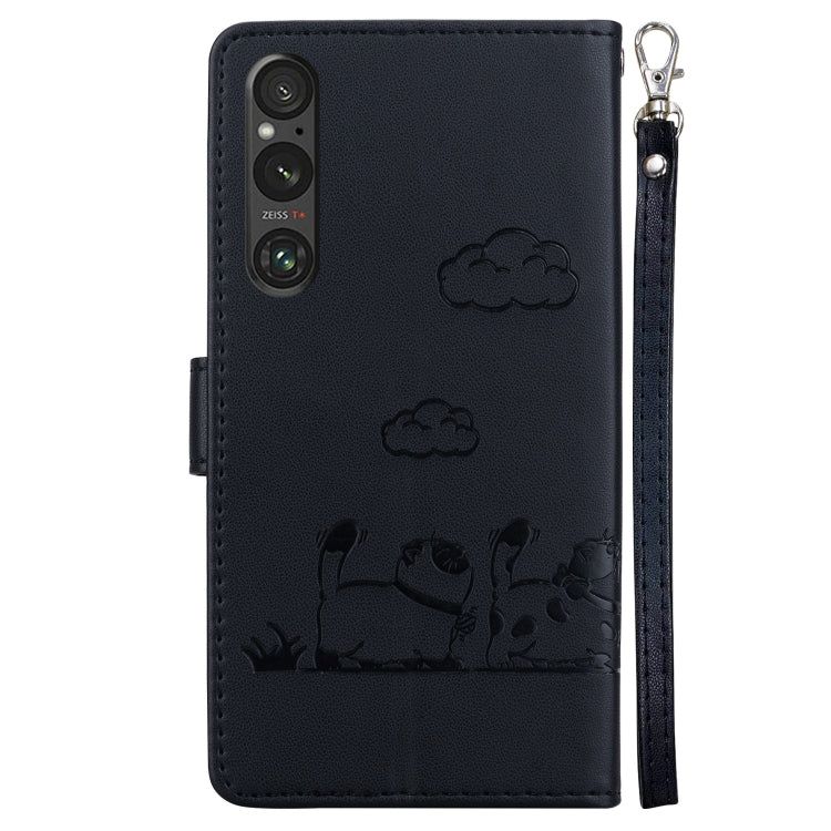 For Sony Xperia 1 V Cute Cats RFID Leather Phone Case