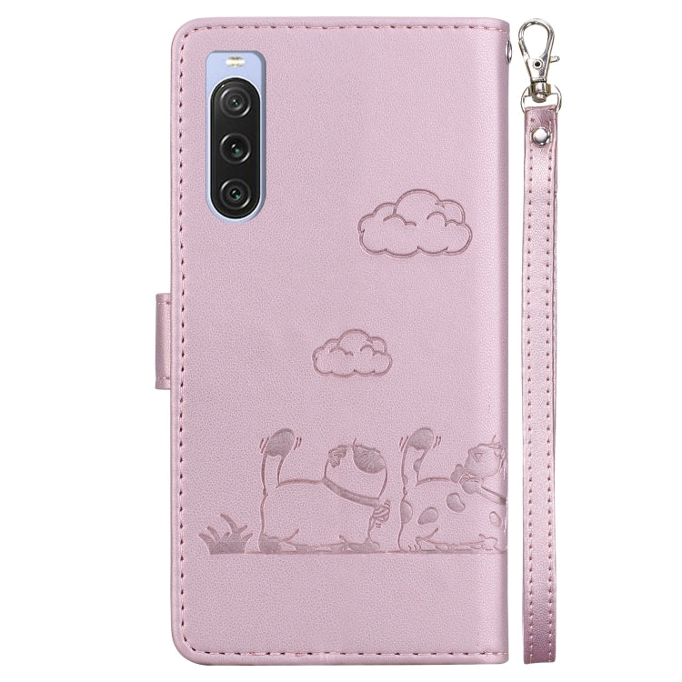 For Sony Xperia 10 V Cute Cats RFID Leather Phone Case