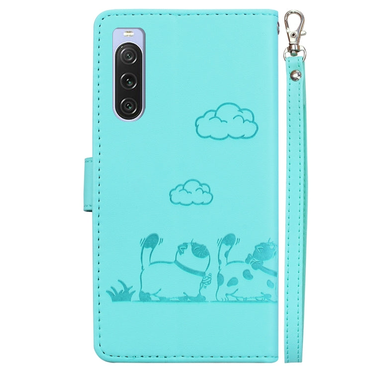 For Sony Xperia 10 V Cute Cats RFID Leather Phone Case