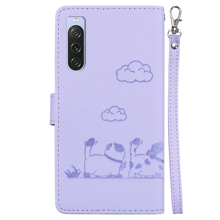 For Sony Xperia 10 V Cute Cats RFID Leather Phone Case