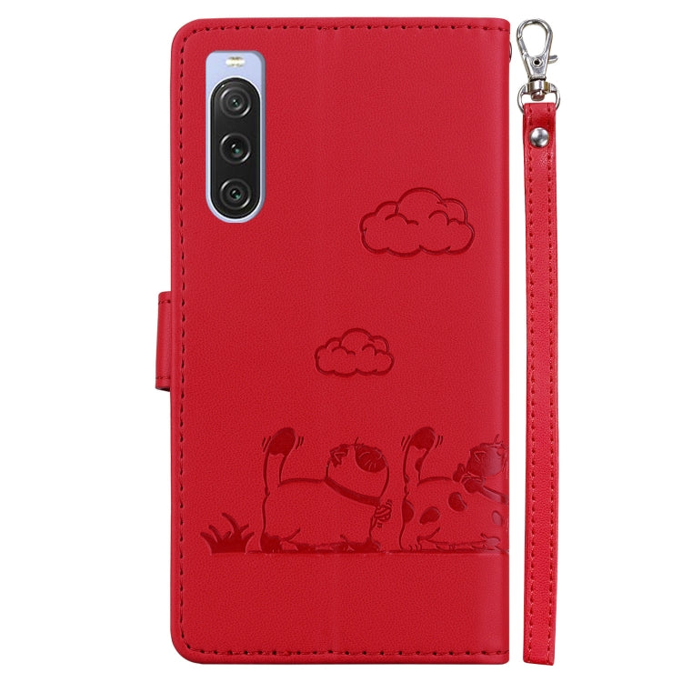 For Sony Xperia 10 V Cute Cats RFID Leather Phone Case