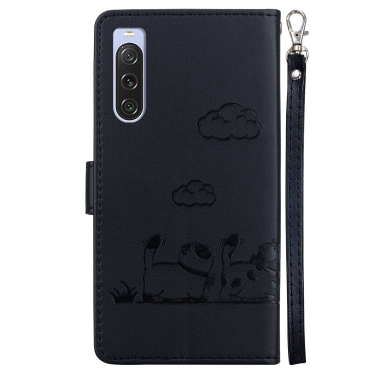 For Sony Xperia 10 V Cute Cats RFID Leather Phone Case