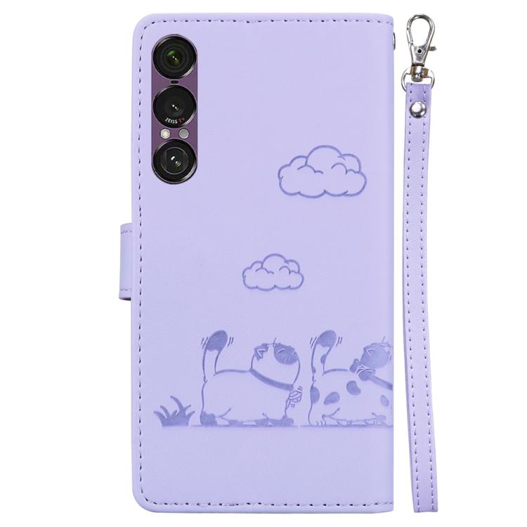 For Sony Xperia 1 VII Cute Cats RFID Leather Phone Case