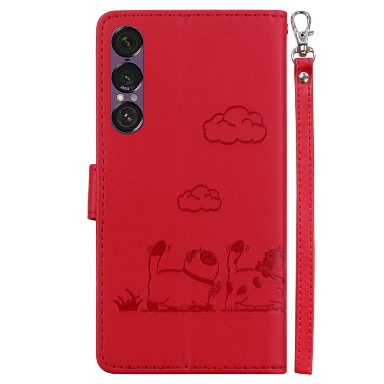 For Sony Xperia 1 VII Cute Cats RFID Leather Phone Case