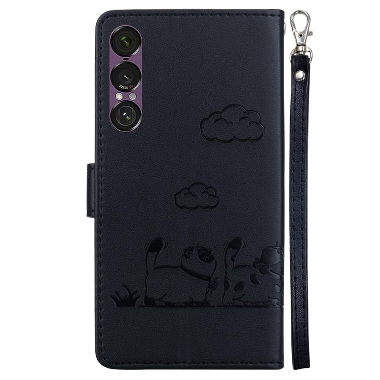 For Sony Xperia 1 VII Cute Cats RFID Leather Phone Case