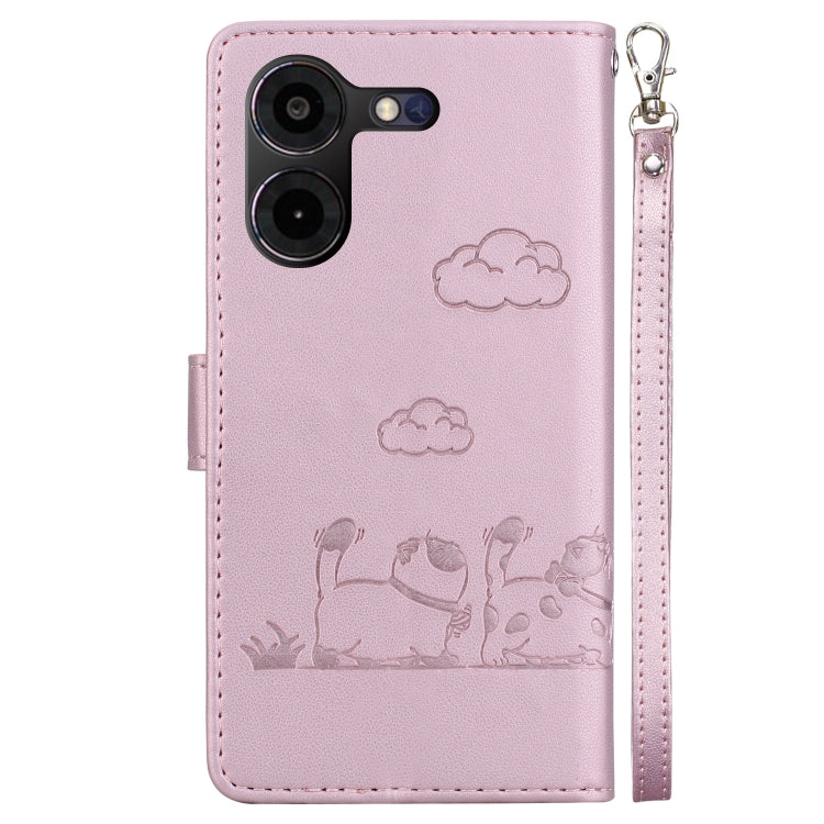 For Tecno Pova 5 Pro Cute Cats RFID Leather Phone Case