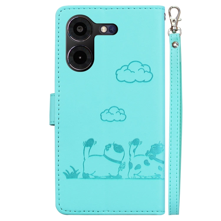 For Tecno Pova 5 Pro Cute Cats RFID Leather Phone Case
