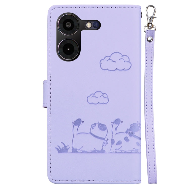 For Tecno Pova 5 Pro Cute Cats RFID Leather Phone Case