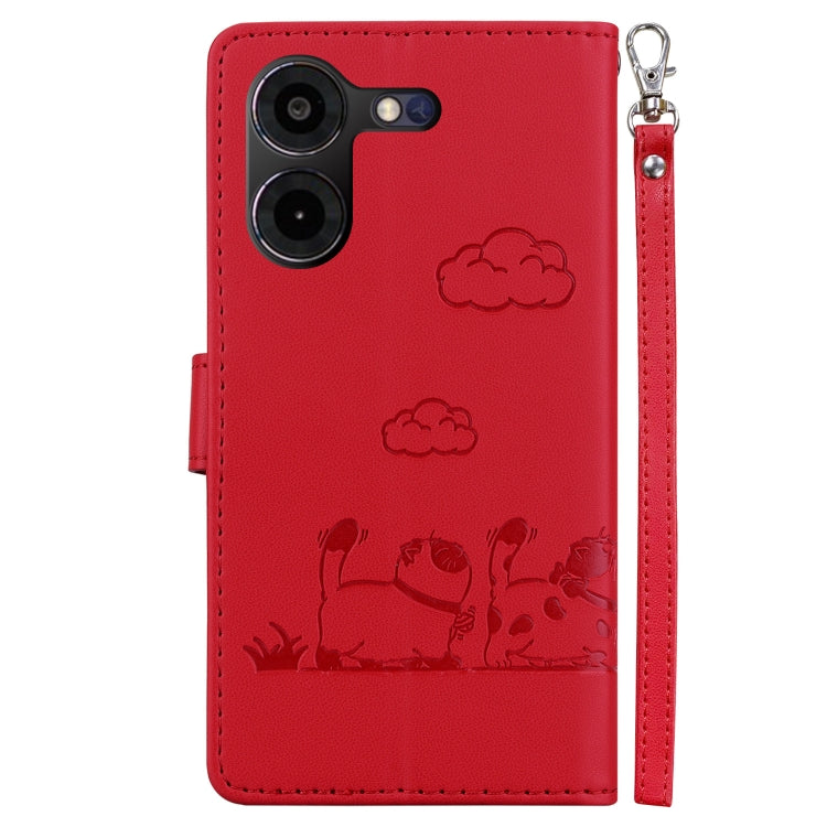 For Tecno Pova 5 Pro Cute Cats RFID Leather Phone Case