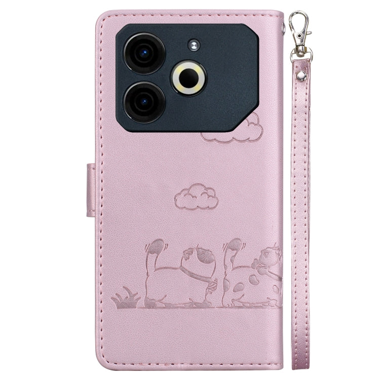 For Tecno Pova 6 Neo Cute Cats RFID Leather Phone Case