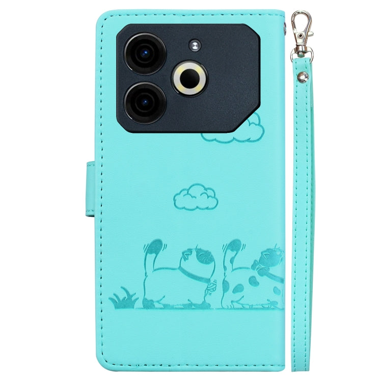 For Tecno Pova 6 Neo Cute Cats RFID Leather Phone Case