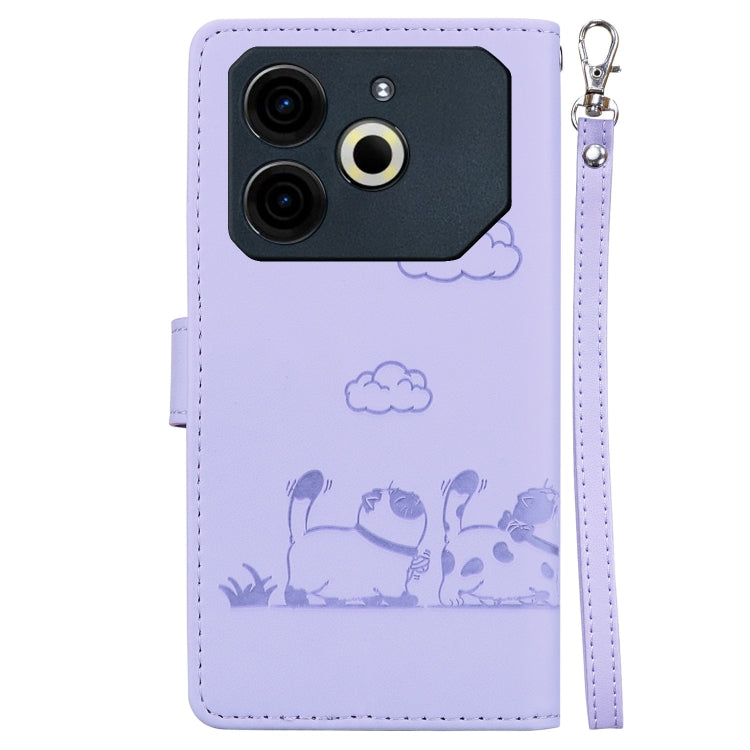 For Tecno Pova 6 Neo Cute Cats RFID Leather Phone Case