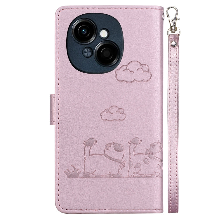 For Tecno Spark Go 1 / Pop 9 Cute Cats RFID Leather Phone Case