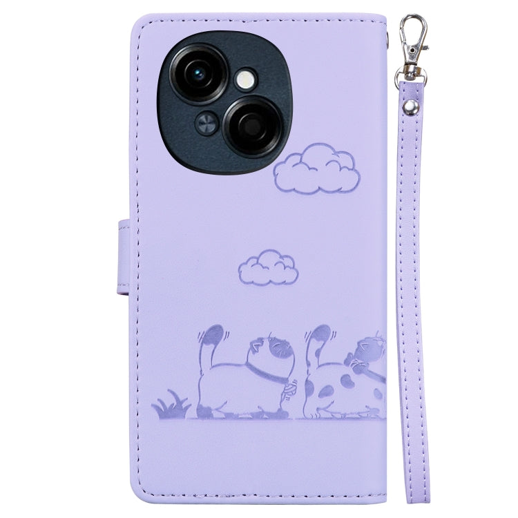 For Tecno Spark Go 1 / Pop 9 Cute Cats RFID Leather Phone Case