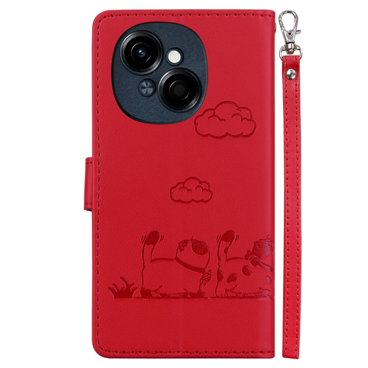 For Tecno Spark Go 1 / Pop 9 Cute Cats RFID Leather Phone Case