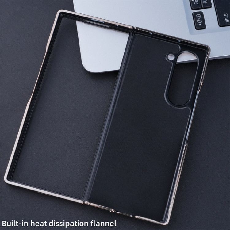 For Samsung Galaxy Z Fold6 Plating Frame PU Fold Phone Case with Pen
