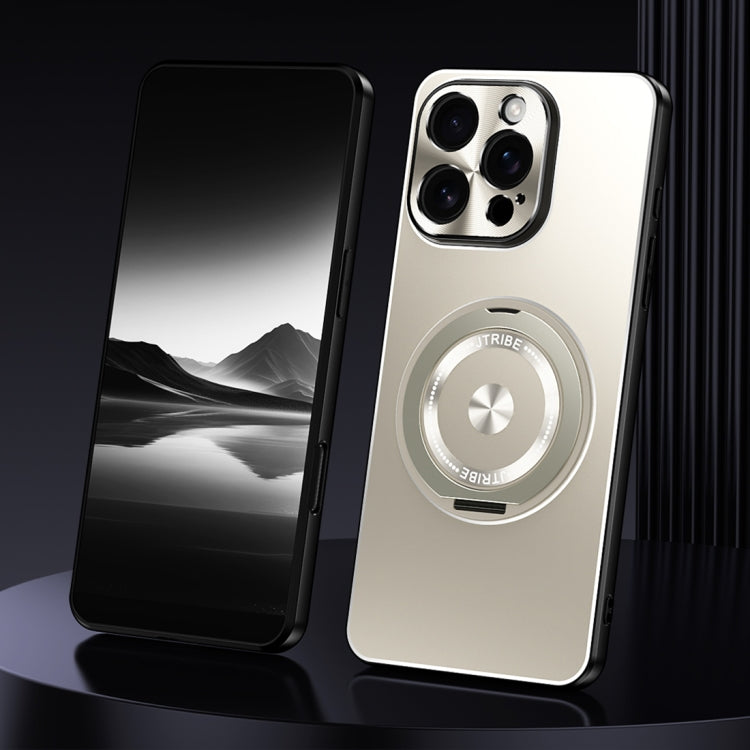 For iPhone 16 Pro Rotating Holder Frosted Metal Phone Case